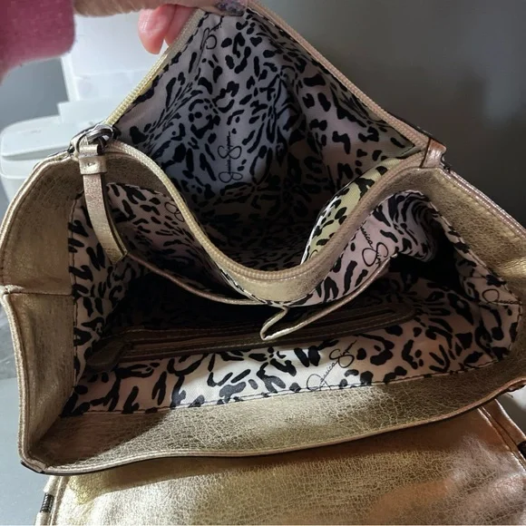 Jessica Simpson Metallic gold/Cream Top-Handle Backpack Tote - Picture 4 of 8